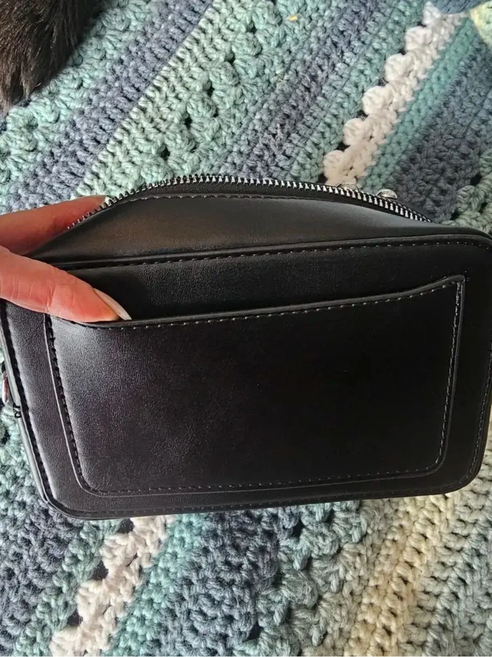 Target Black Camera-Shaped Crossbody Bag with Silver Accents